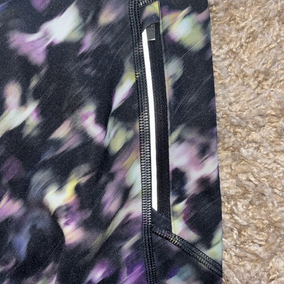 Athleta Leggings, marble color of purple, green, and white on black - Picture 4 of 4